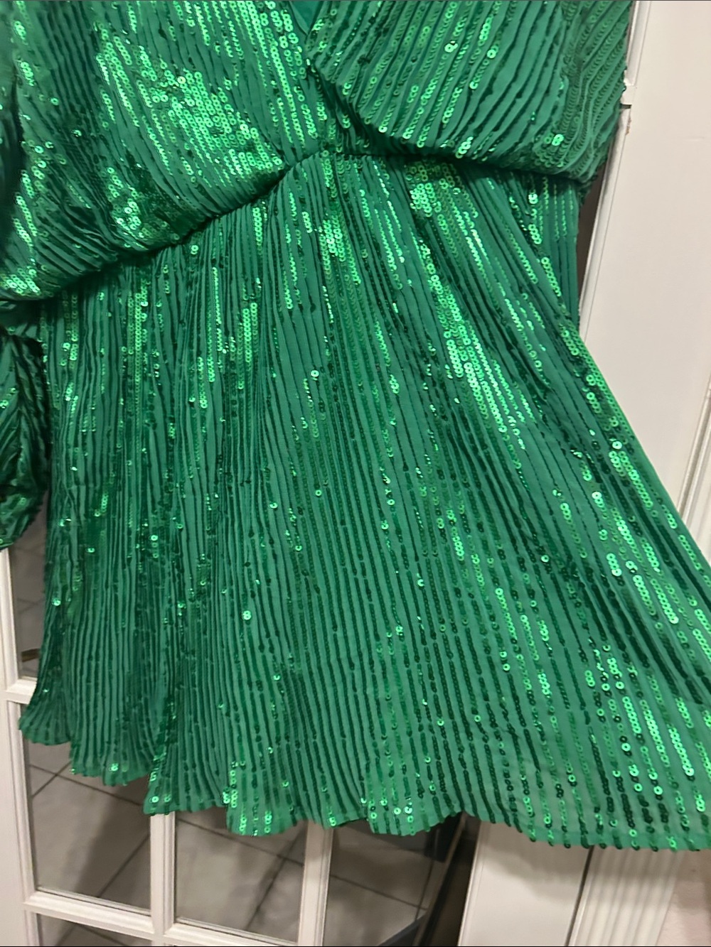 ASOSO Green Sequin Pleated Cocktail Dress - Picture 7 of 11